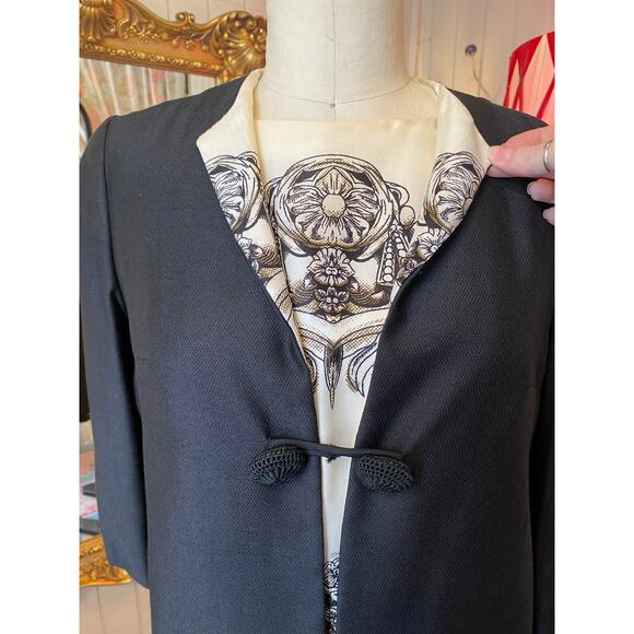 vtg 1960s 2 piece sheath and coat trompe l'oeil fabiola reversible 60s fashion - Picture 8 of 15